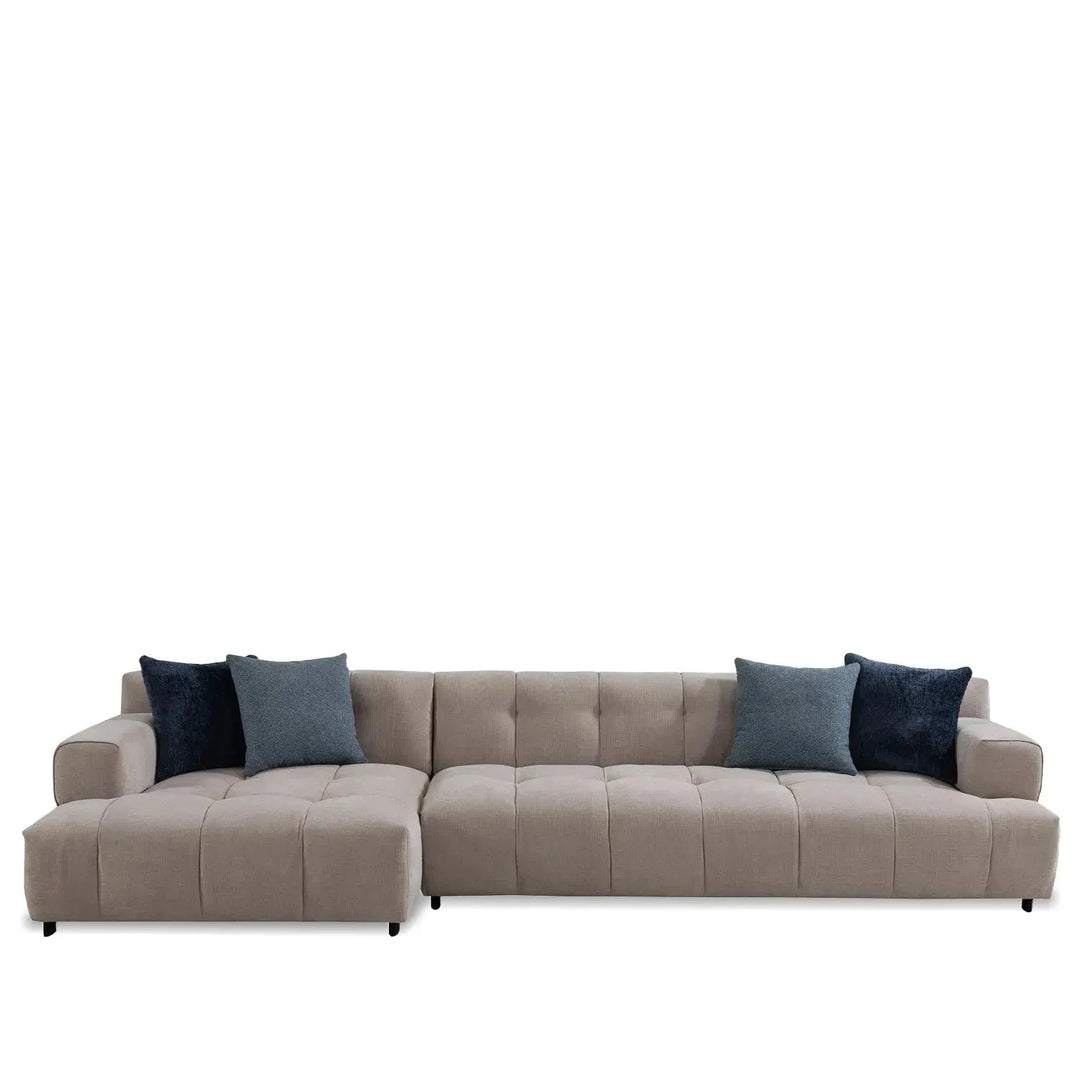 Modern mixed weave fabric l shape sectional sofa luna 3+l in panoramic view.