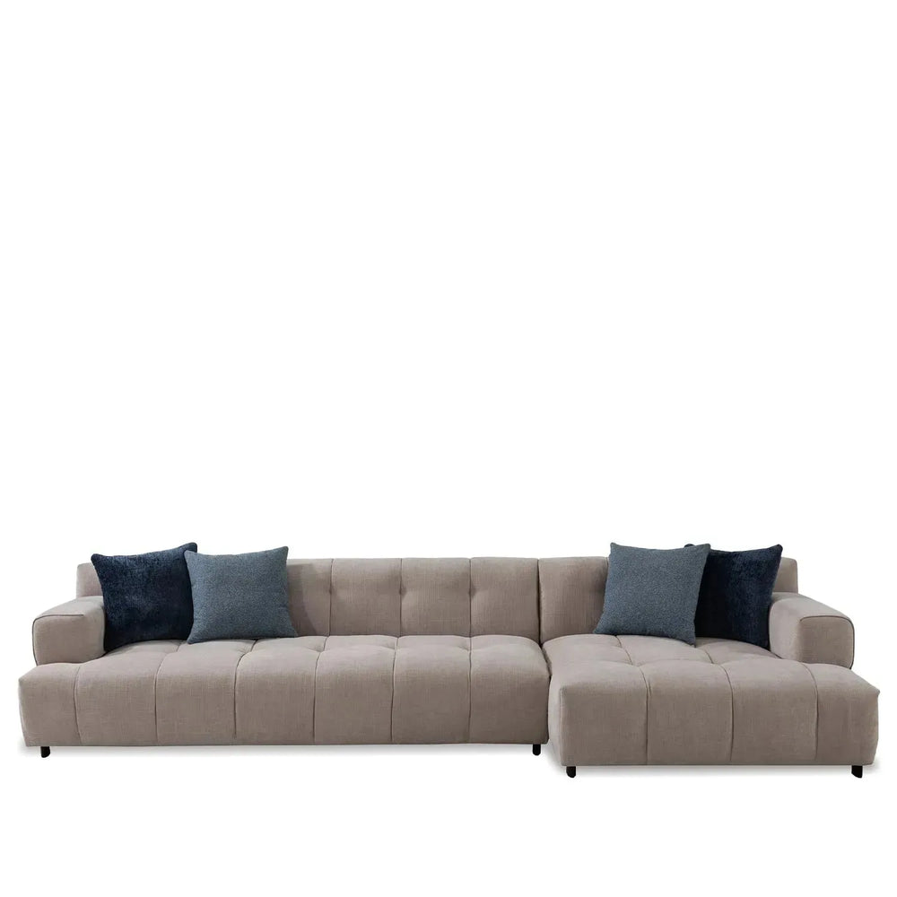 Modern mixed weave fabric l shape sectional sofa luna 3+l in white background.