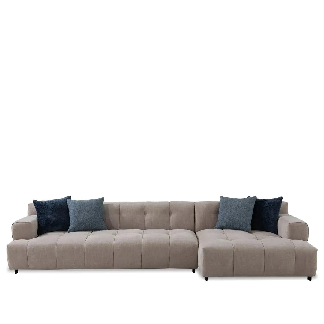 Modern mixed weave fabric l shape sectional sofa luna 3+l in white background.
