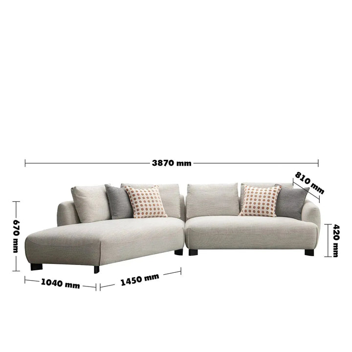 Modern mixed weave fabric l shape sectional sofa refuge 3+l size charts.