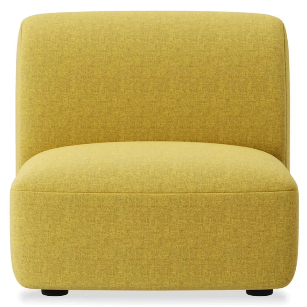Modern mixed weave fabric modular armless 1 seater sofa petals in white background.