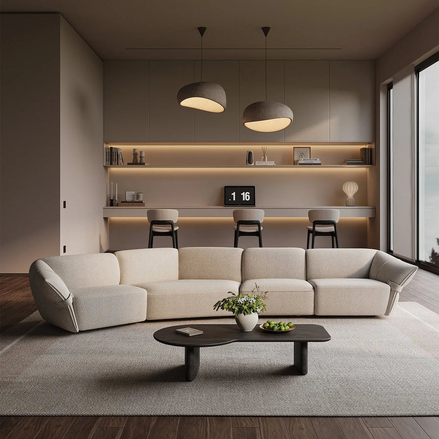 Modern mixed weave fabric modular armless 1 seater sofa petals primary product view.