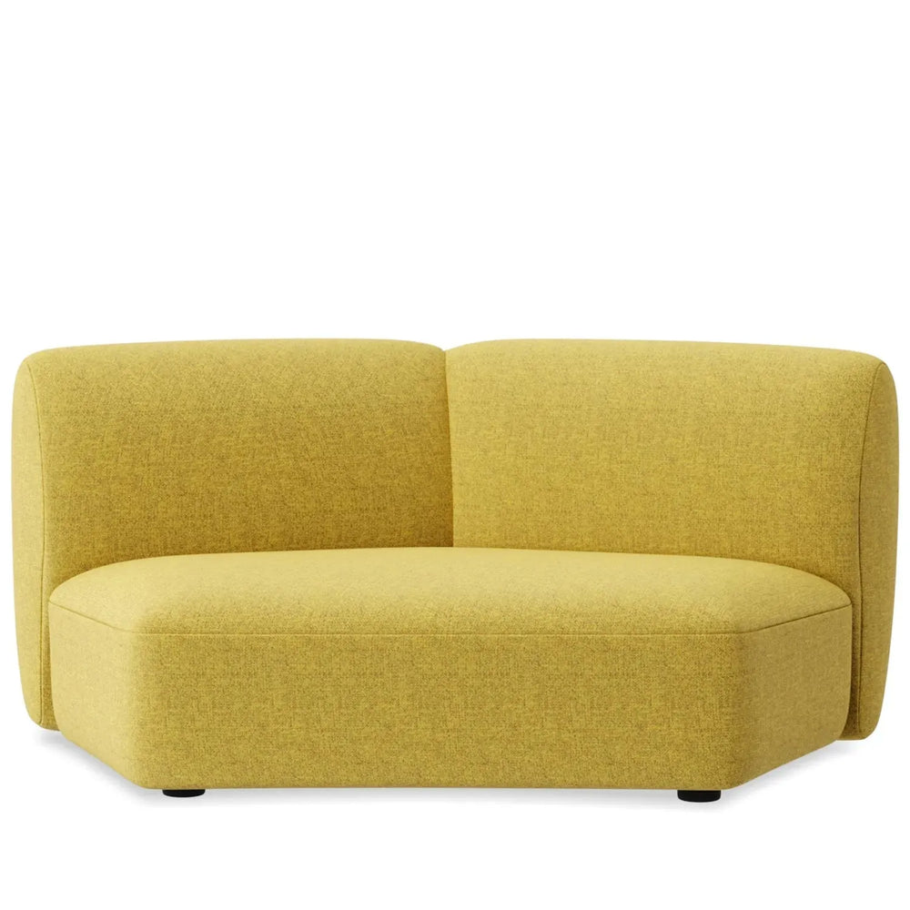 Modern mixed weave fabric modular armless 2 seater sofa petals in white background.