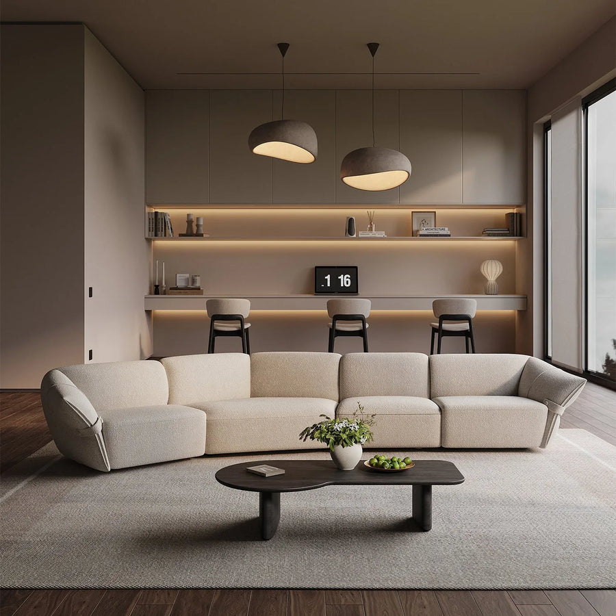 Modern mixed weave fabric modular armless 2 seater sofa petals primary product view.
