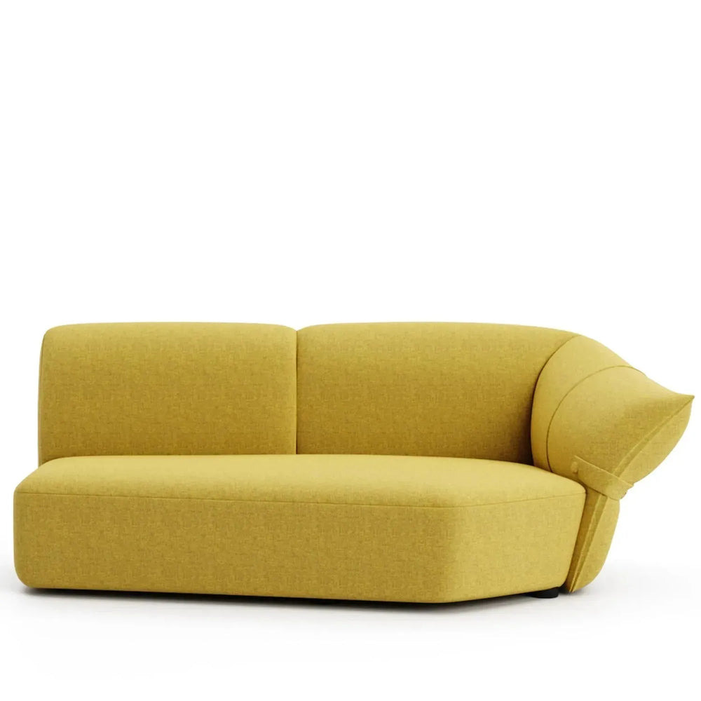 Modern mixed weave fabric modular chaise sofa petals in white background.