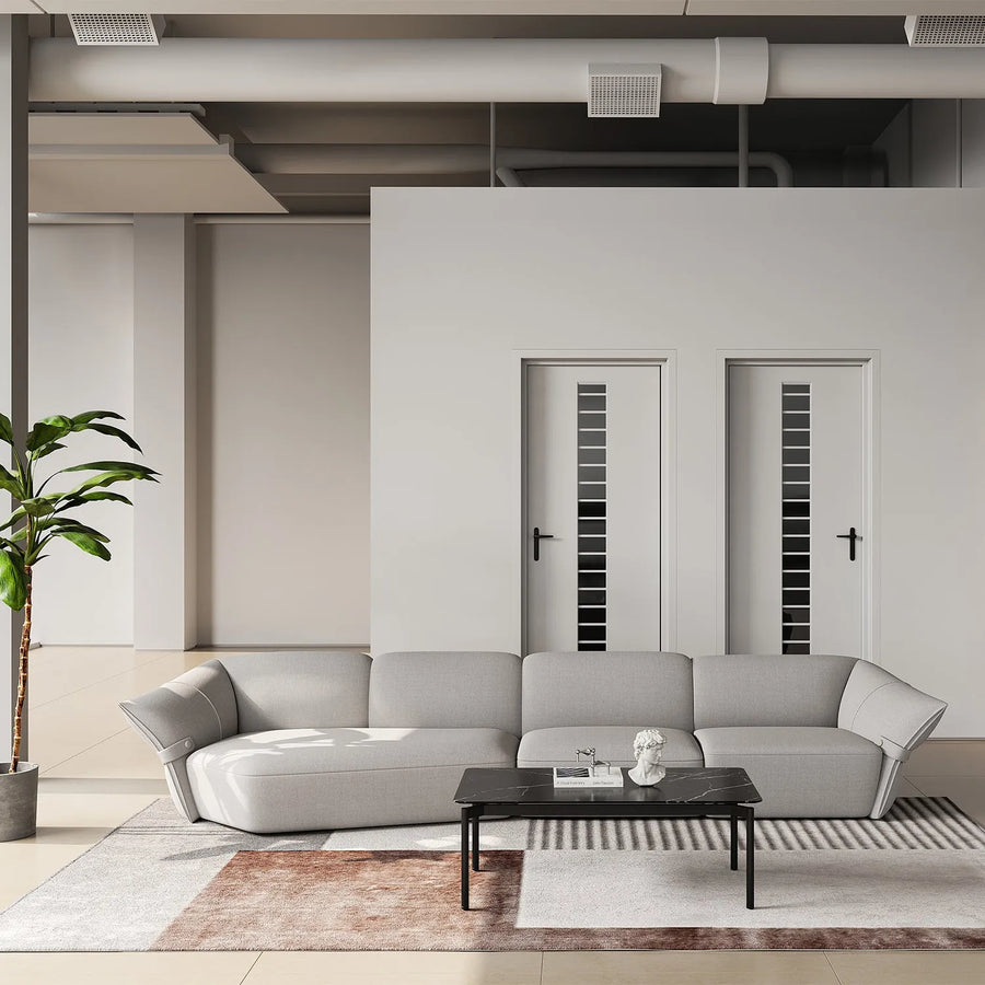 Modern mixed weave fabric modular chaise sofa petals primary product view.