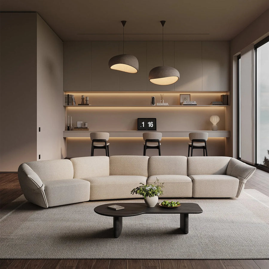 Modern mixed weave fabric modular corner 1 seater sofa petals primary product view.