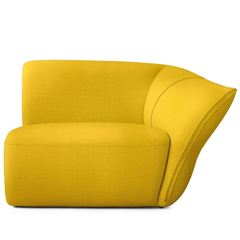 Modern mixed weave fabric modular corner 1 seater sofa petals in white background.