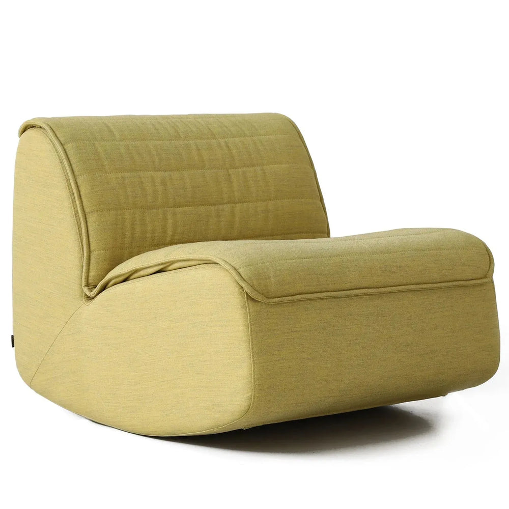 Modern mixed weave fabric rocking 1 seater sofa hobbyhorse in white background.
