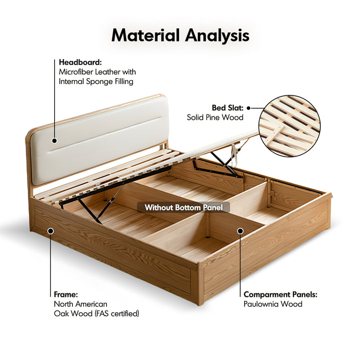 Minimalist oak wood microfiber leather storage bed luna environmental situation.