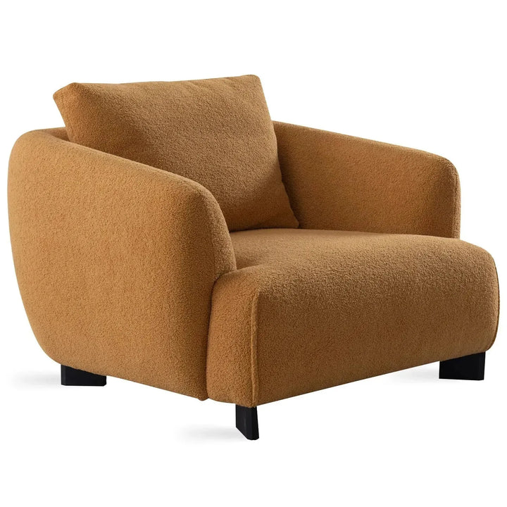 Modern sherpa fabric 1 seater sofa saffron in white background.