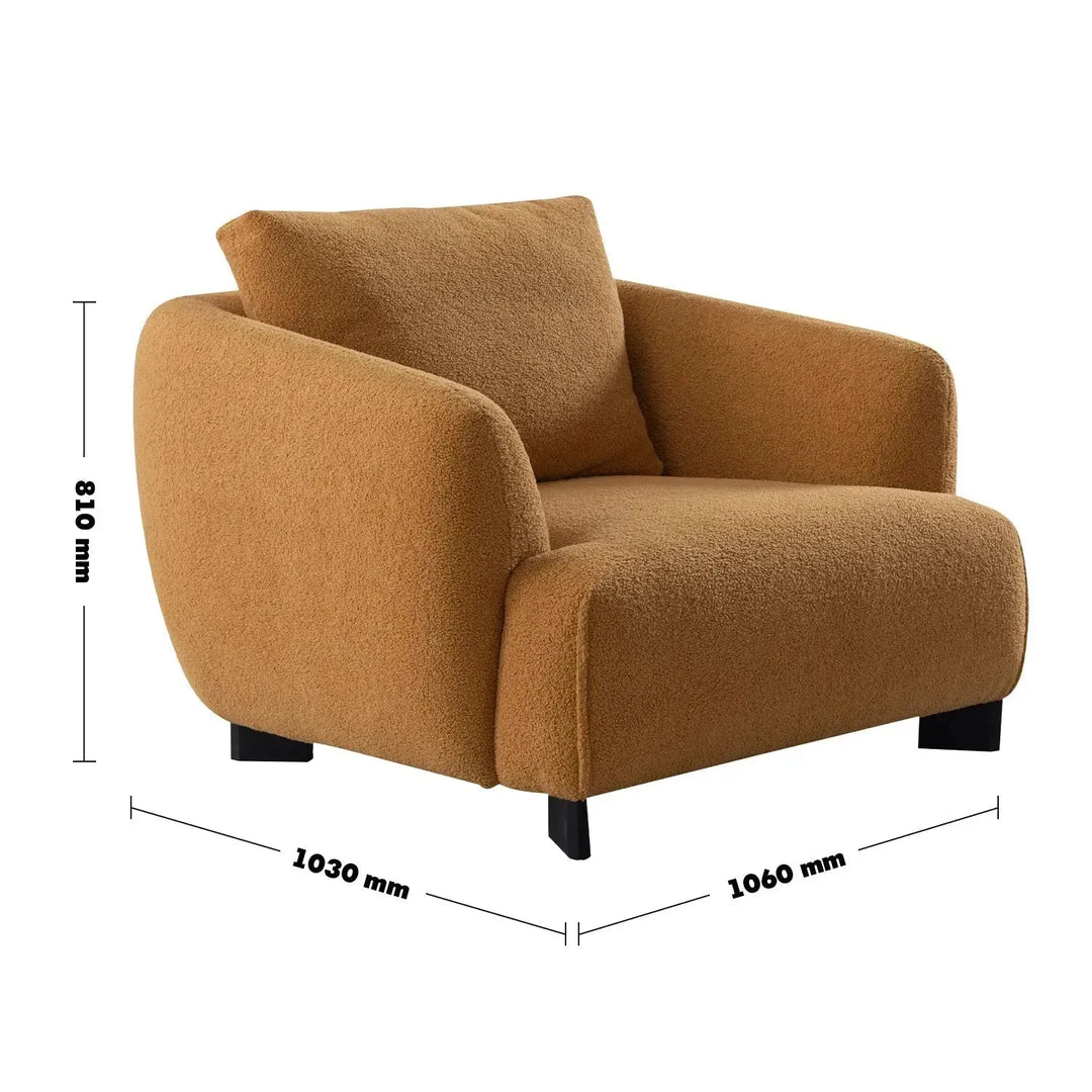 Modern sherpa fabric 1 seater sofa saffron size charts.