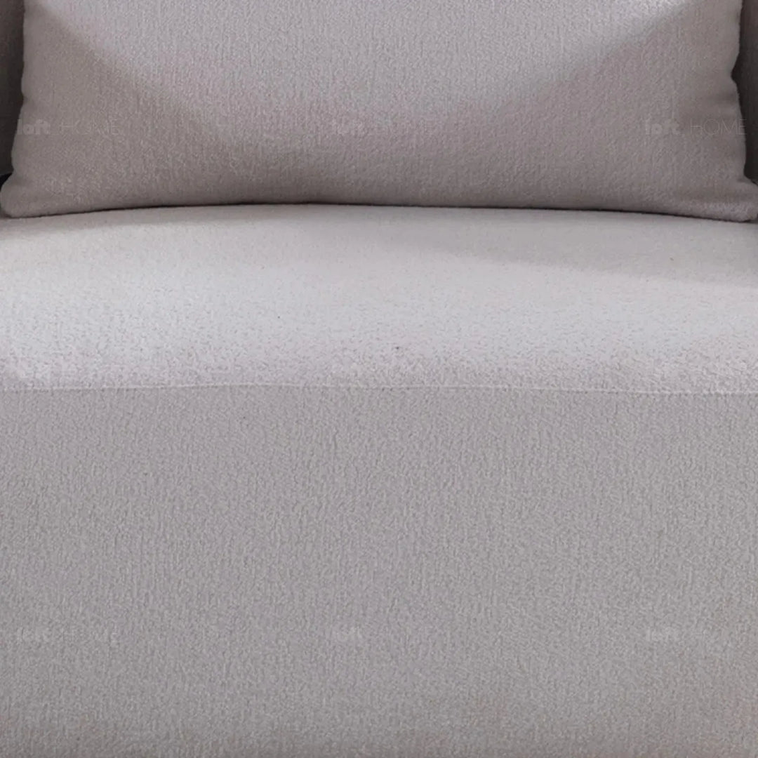 Modern sherpa fabric 1 seater sofa simplicity in panoramic view.