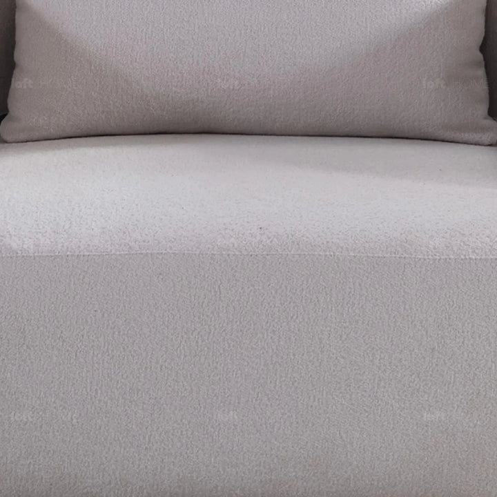 Modern sherpa fabric 1 seater sofa simplicity in panoramic view.
