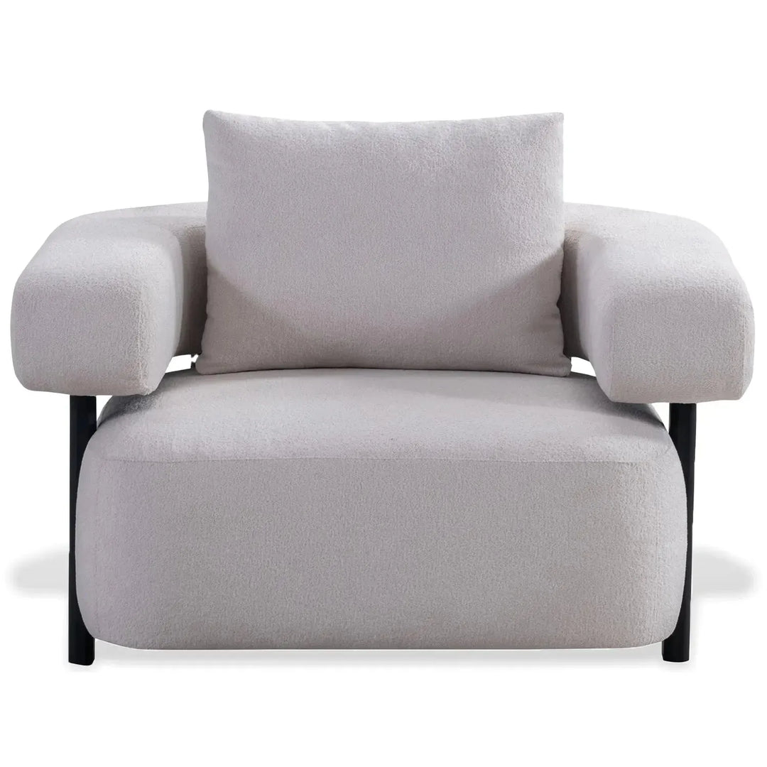 Modern sherpa fabric 1 seater sofa simplicity in white background.