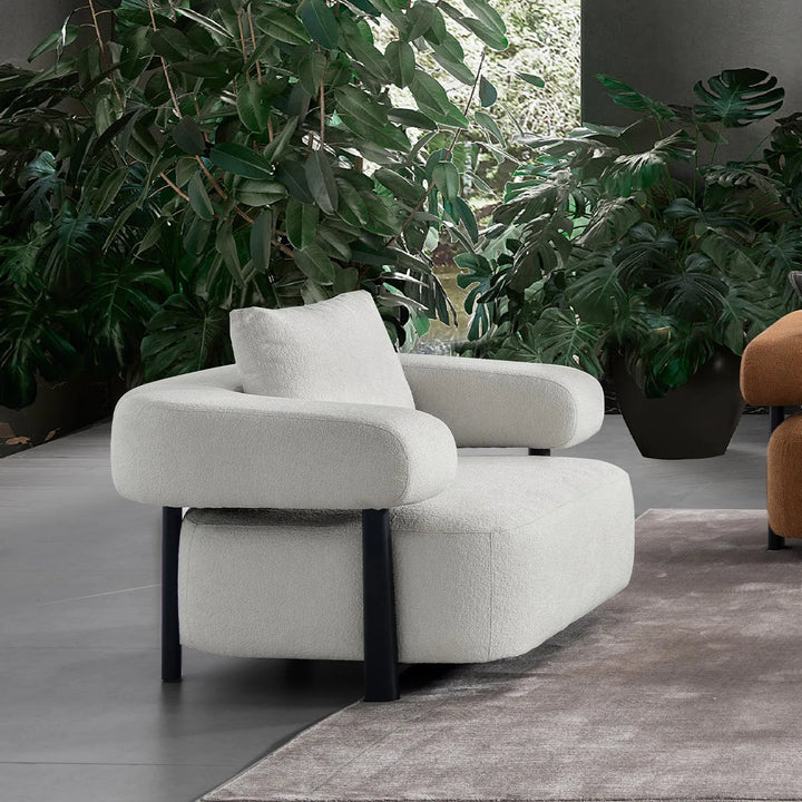 Modern sherpa fabric 1 seater sofa simplicity primary product view.
