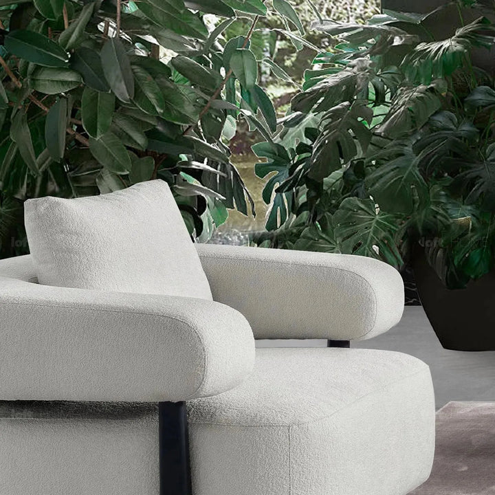 Modern sherpa fabric 1 seater sofa simplicity in details.