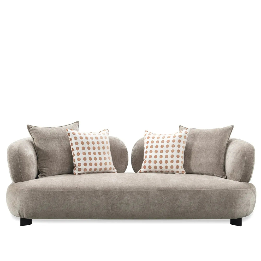 Cream sherpa fabric 2 seater sofa calyx in white background.
