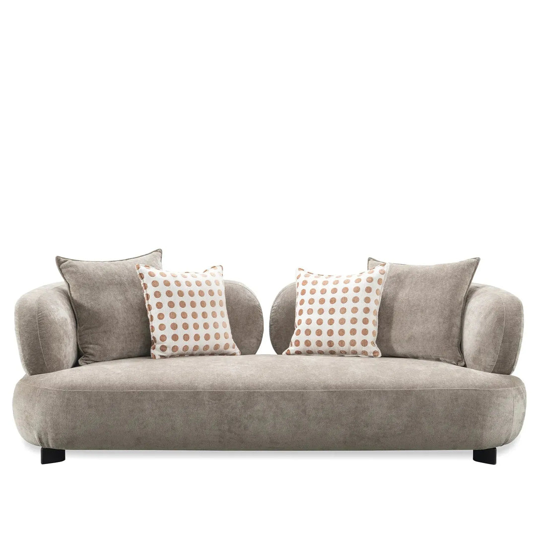 Cream sherpa fabric 2 seater sofa calyx in white background.