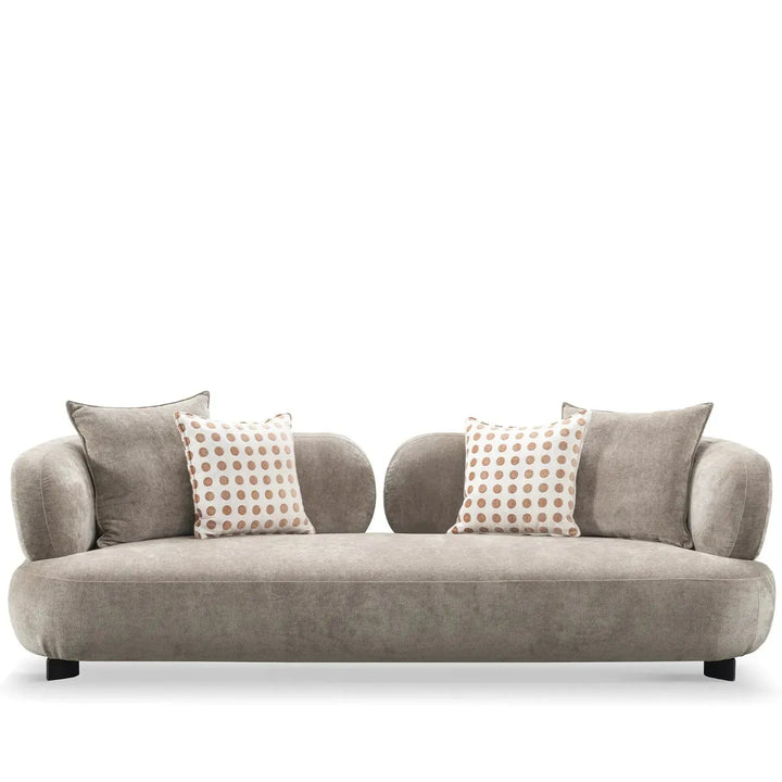 Cream sherpa fabric 3 seater sofa calyx in white background.