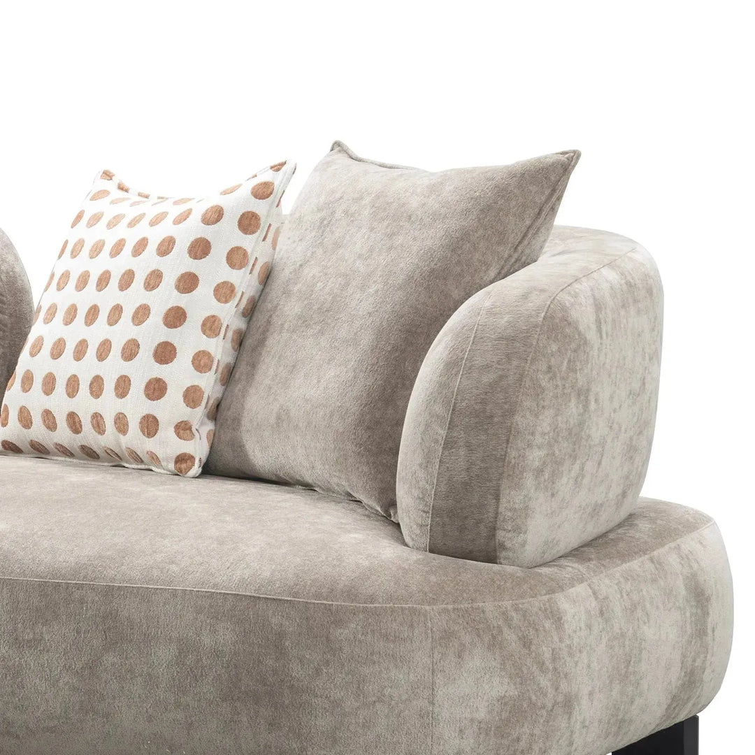 Cream sherpa fabric 3 seater sofa calyx with context.