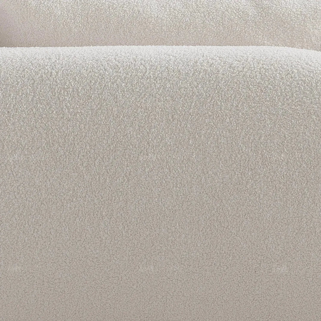 Modern sherpa fabric 5 seater sofa saffron in panoramic view.
