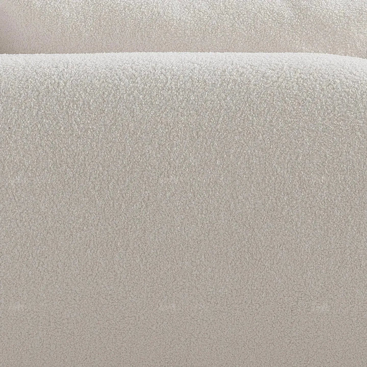 Modern sherpa fabric 5 seater sofa saffron in panoramic view.