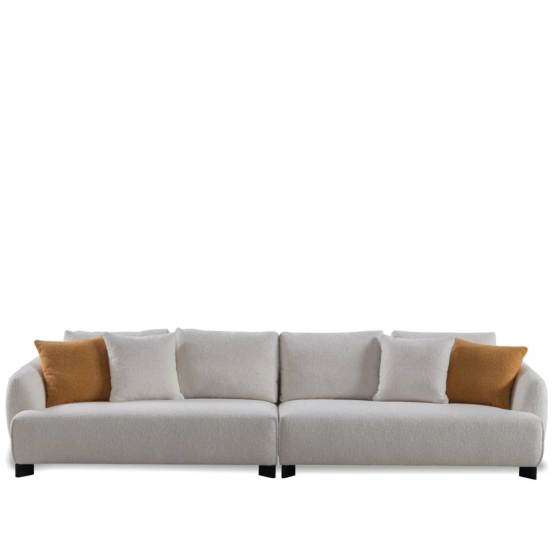 Modern sherpa fabric 5 seater sofa saffron in white background.
