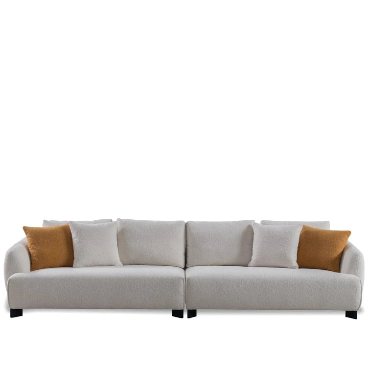 Modern sherpa fabric 5 seater sofa saffron in white background.