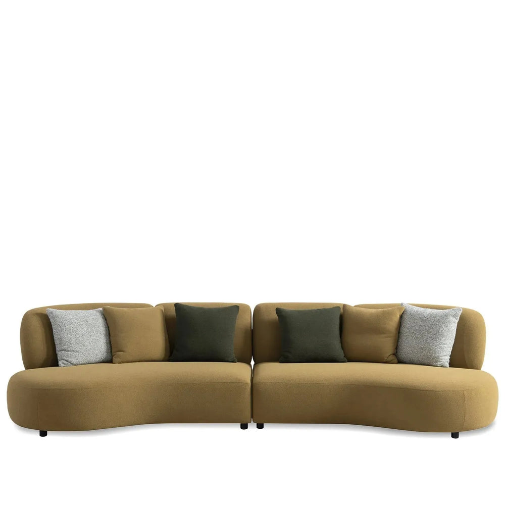 Cream sherpa fabric 5 seater sofa arch in white background.
