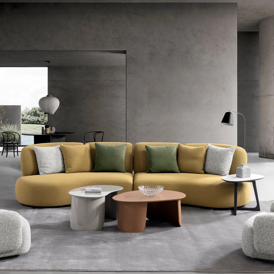 Cream sherpa fabric 5 seater sofa arch primary product view.