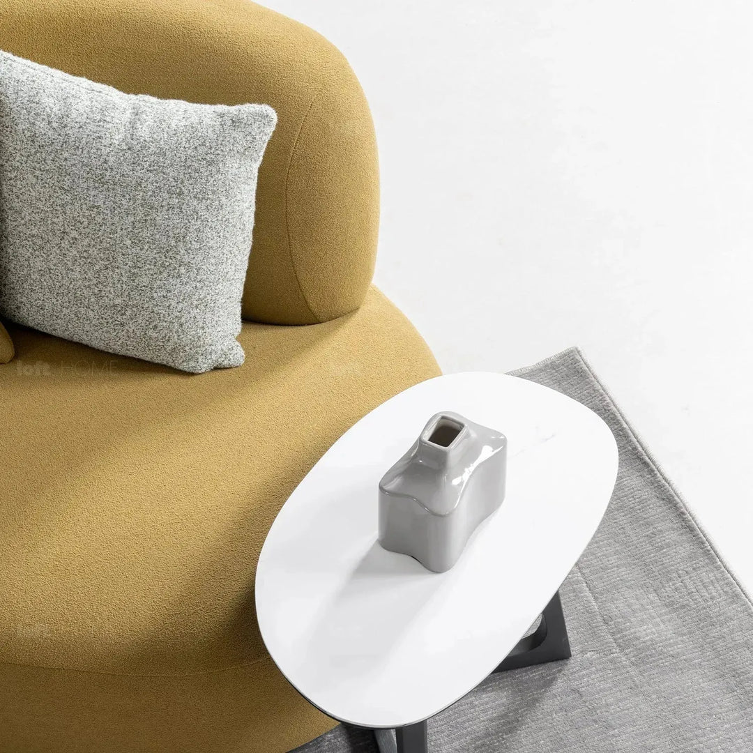 Cream sherpa fabric 5 seater sofa arch material variants.