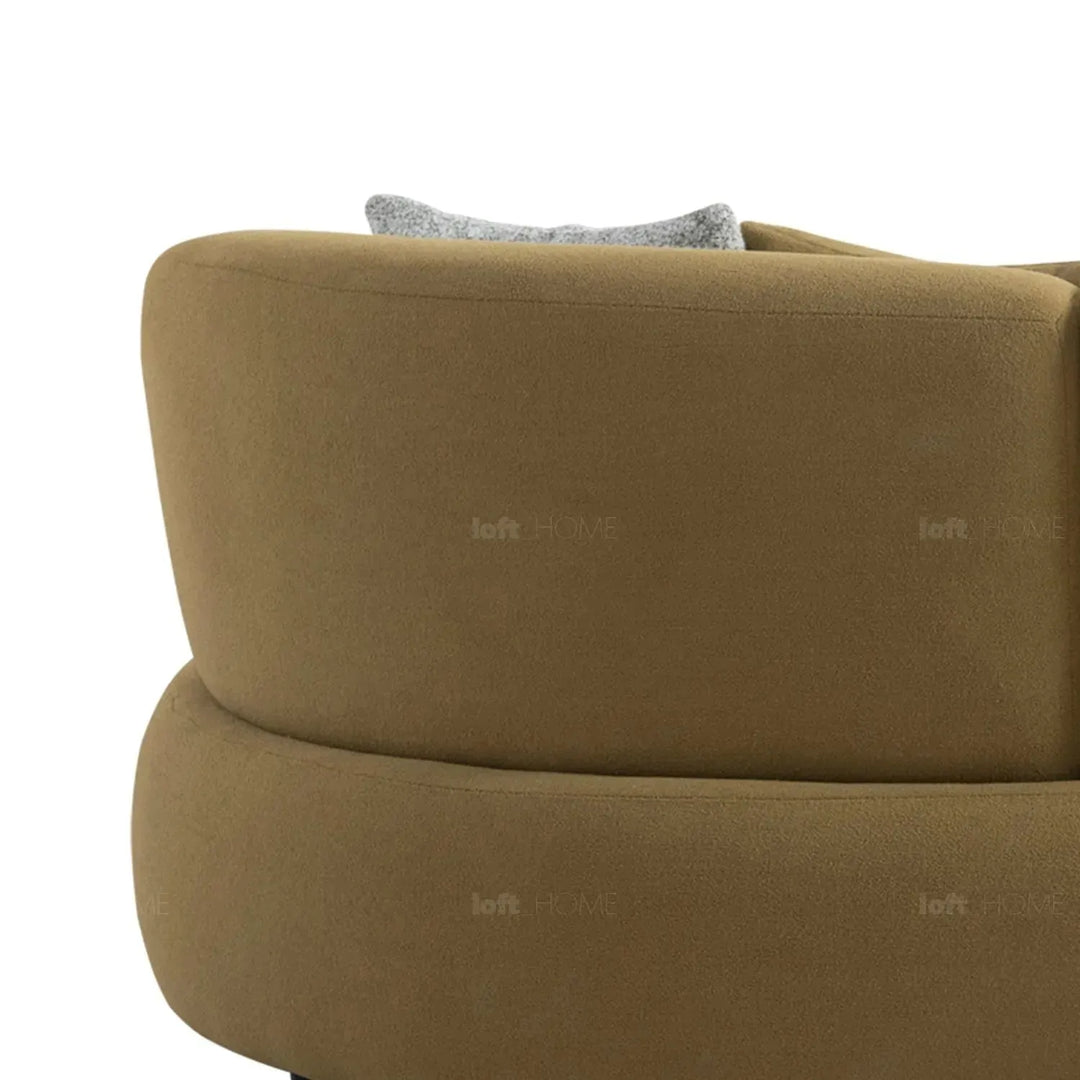 Cream sherpa fabric 5 seater sofa arch in details.