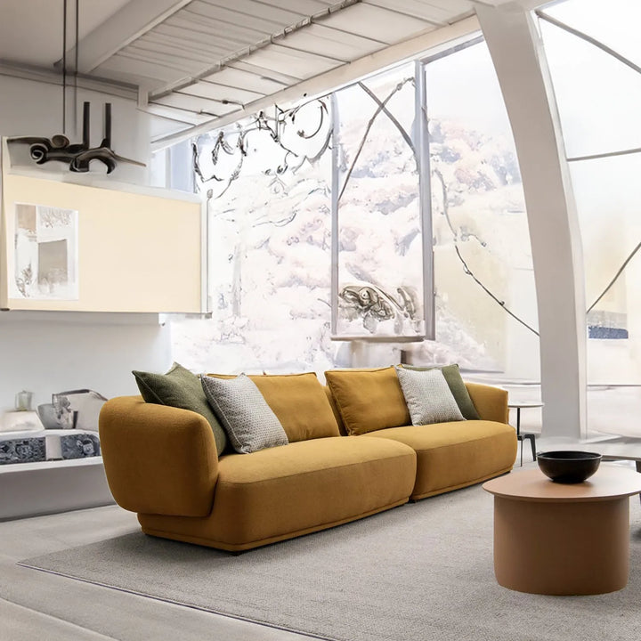 Modern sherpa fabric 4 seater sofa berlin primary product view.