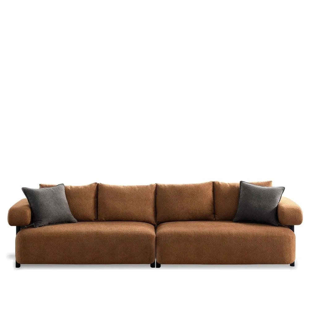 Modern sherpa fabric 4 seater sofa echo in white background.