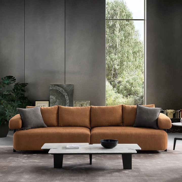 Modern sherpa fabric 4 seater sofa echo primary product view.