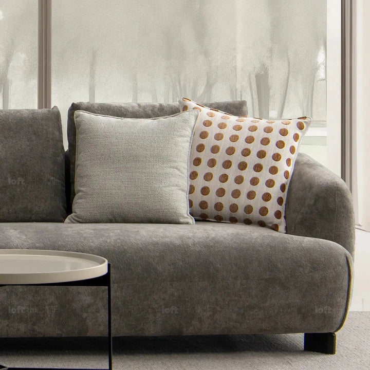 Modern sherpa fabric 5 seater sofa grand in still life.