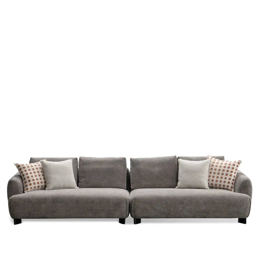 Modern sherpa fabric 5 seater sofa grand in white background.