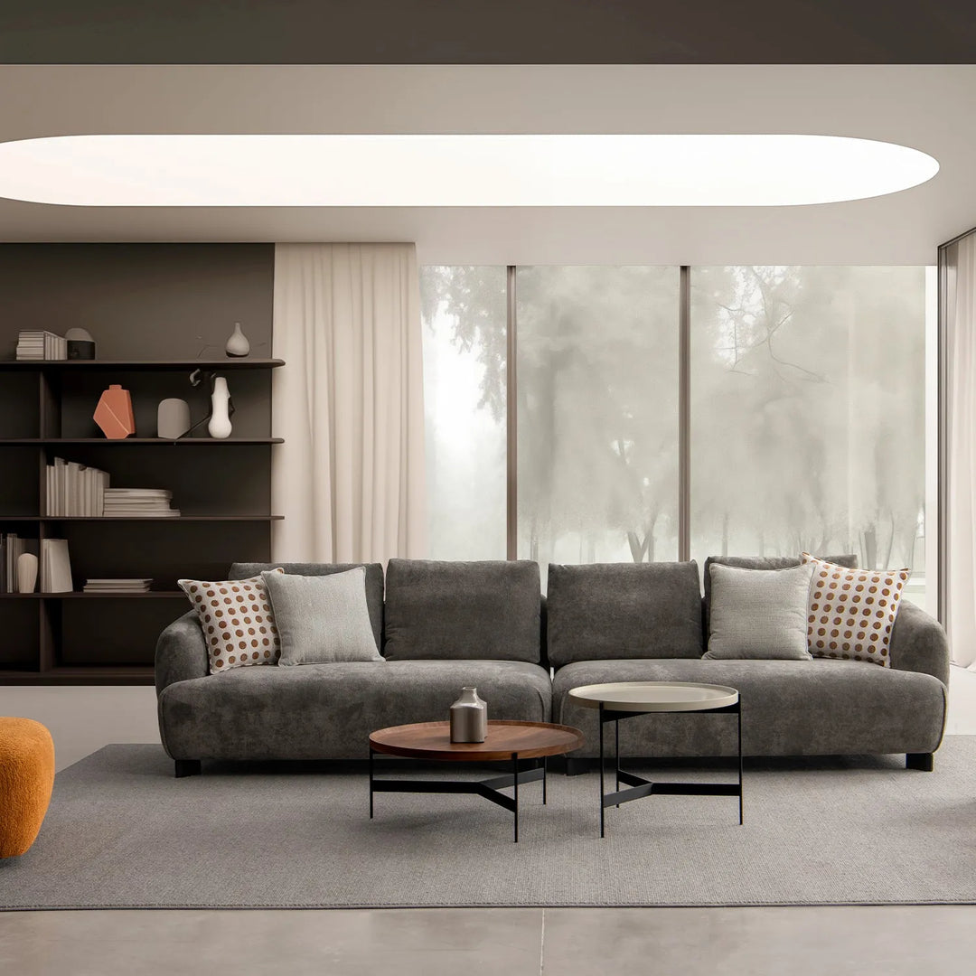Modern sherpa fabric 5 seater sofa grand primary product view.