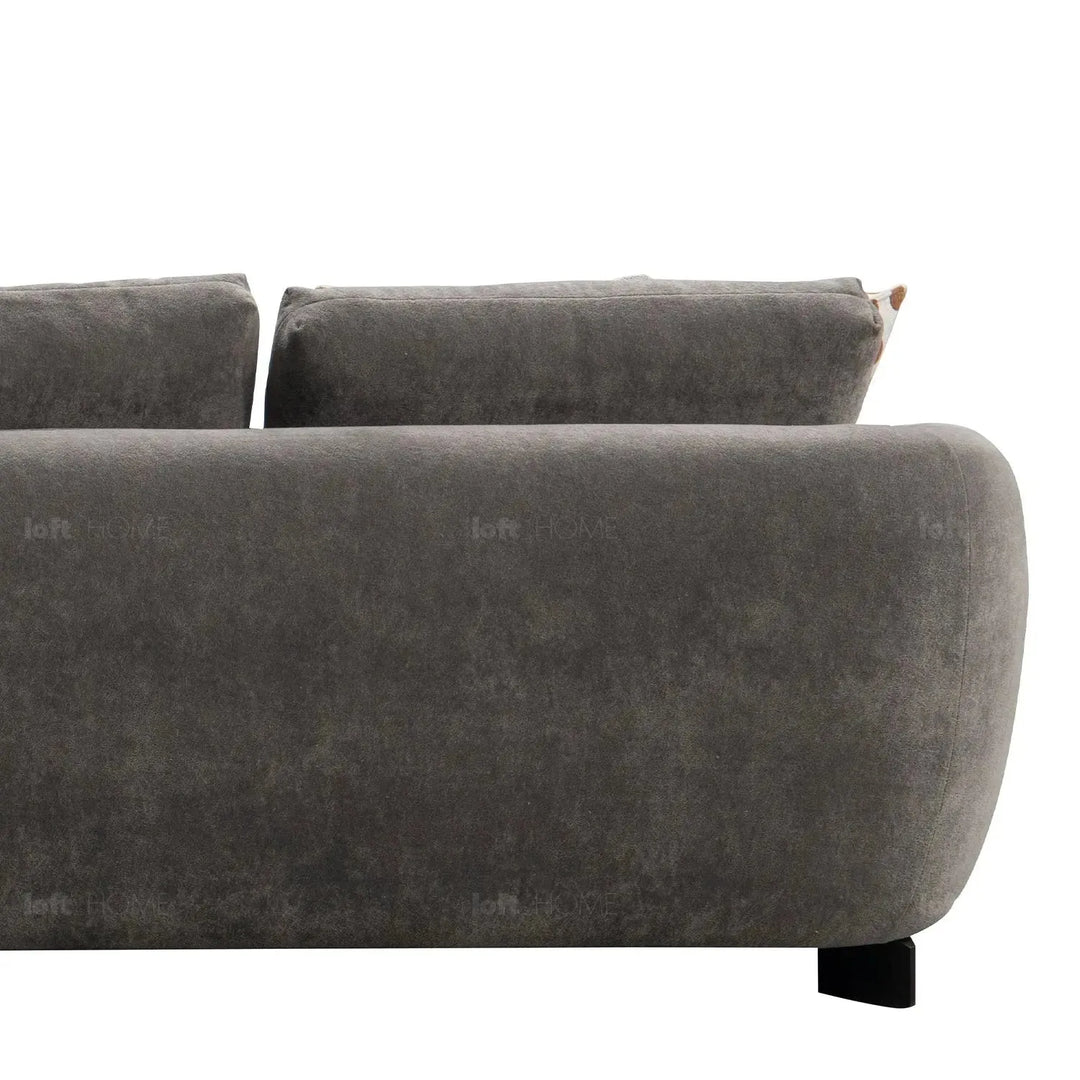 Modern sherpa fabric 5 seater sofa grand in close up details.