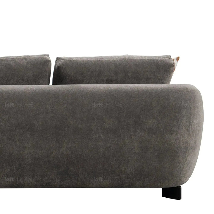 Modern sherpa fabric 5 seater sofa grand in close up details.