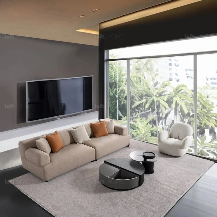 Minimalist sherpa fabric 4 seater sofa noble in real life style.