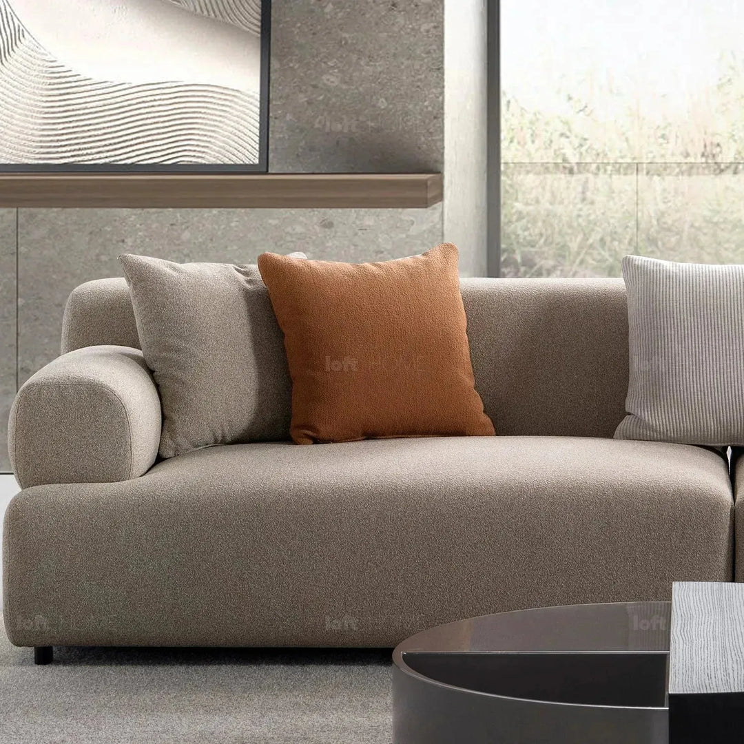Minimalist sherpa fabric 4 seater sofa noble in details.