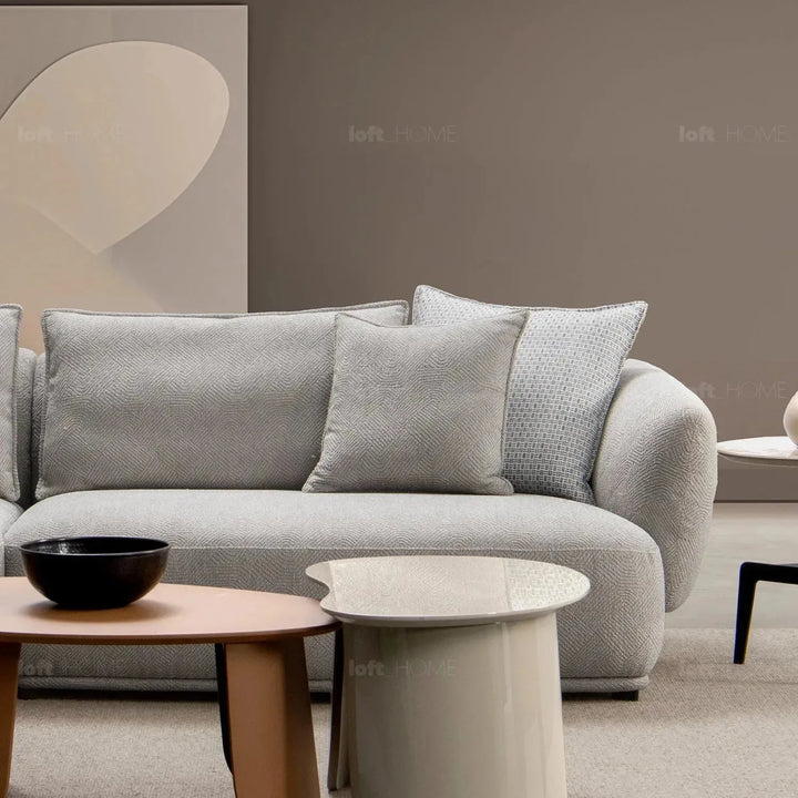 Modern sherpa fabric l shape sectional sofa granitova 3+l in close up details.