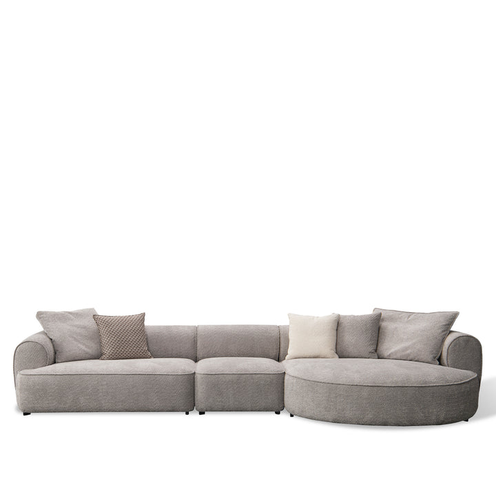 Minimalist sherpa fabric l shape sectional sofa living 4+l in white background.