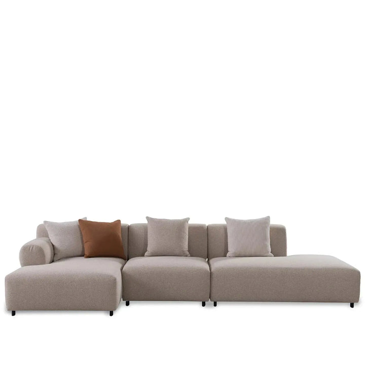 Minimalist sherpa fabric l shape sectional sofa noble 4+l in panoramic view.