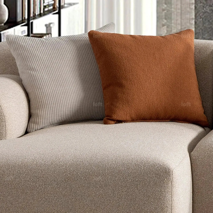 Minimalist sherpa fabric l shape sectional sofa noble 4+l in close up details.
