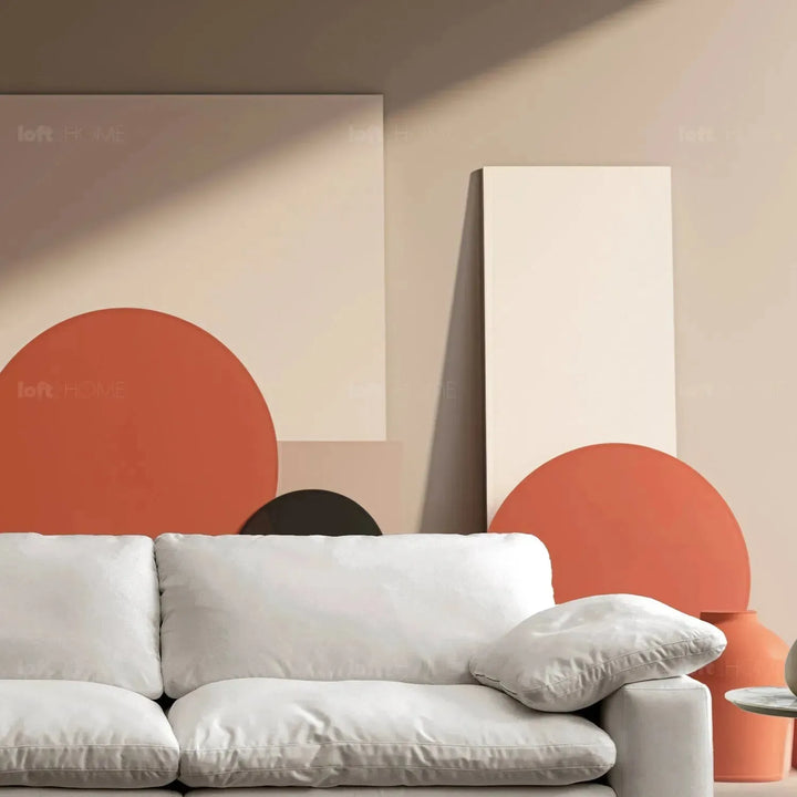 Minimalist suede fabric 5 seater sofa cloud environmental situation.