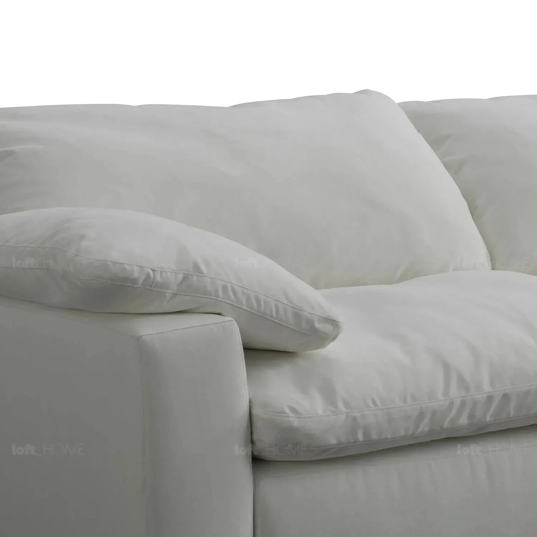 Minimalist suede fabric 5 seater sofa cloud in real life style.