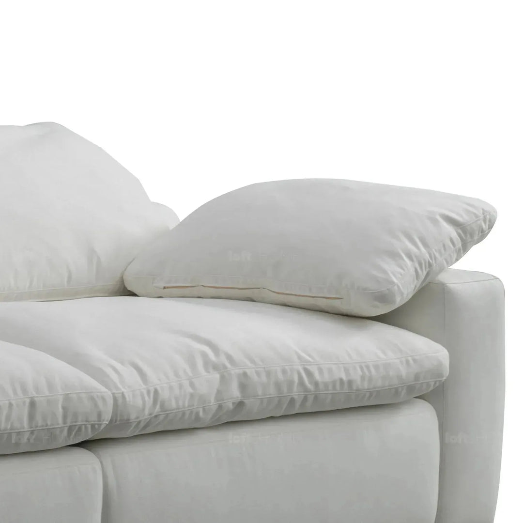 Minimalist suede fabric 5 seater sofa cloud with context.